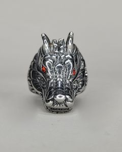 Anel Dragão com Olho Aço