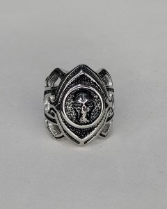 Anel Caveira no Olho Solitário Aço