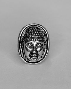 Anel Buda Cabeça no Oval Aço
