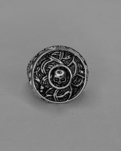 Anel Caveira Flor da Morte Aço