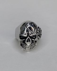 Anel Caveira com Trevo da Sorte Aço 