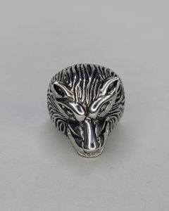 Anel Lobo Alpha Listrado Aço