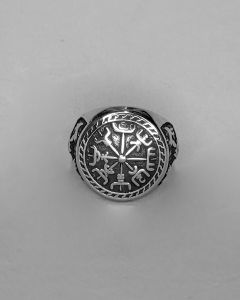Anel Bússola Rúnica Nórdica Machado Aço