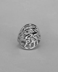 Anel Duas Folhas Vazadas Aço