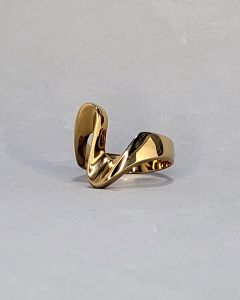 Anel Onda Dupla Aço Gold