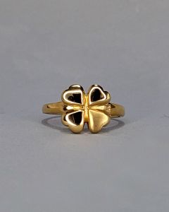 Anel Trevo 4 Folhas da Sorte Aço Gold