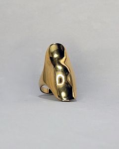 Anel Placa Pele Dedo Aço Gold