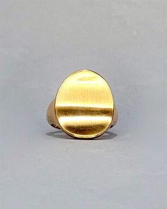 Anel Côncavo Oval Lixada Aço Gold