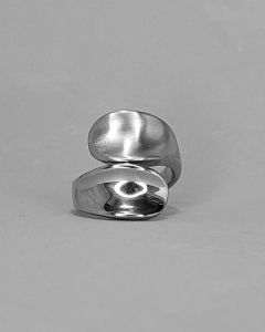 Anel Duas Folhas Côncavas Aço