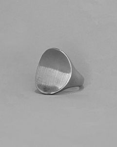 Anel Côncavo Oval Lixado Aço