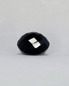 Anel Olho Grande Pedra Preta Facetada Aço 