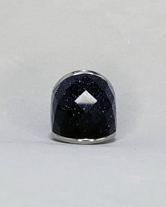 Anel Globo Angular Pedra estrela Facetada Aço 