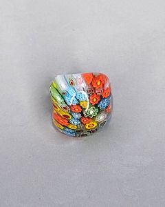 Anel Pedra Flor de Murano Amorfo Aço 