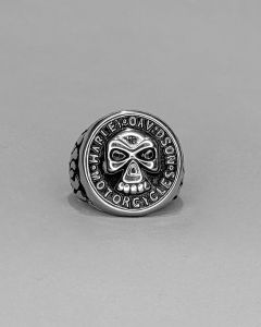 Anel Harley Caveira Escrita Aço