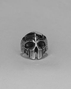 Anel Caveira Elmo espartano Aço