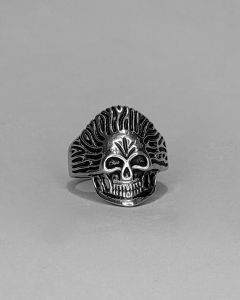 Anel Caveira com Topete Aço
