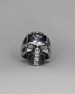 Anel Caveira com Hexagrama Aço