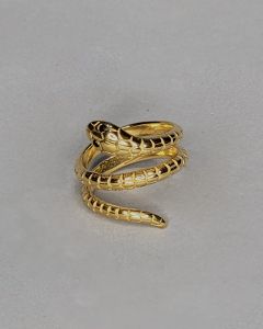 Anel Cobra 2 voltas Escamada fechada Aço Gold