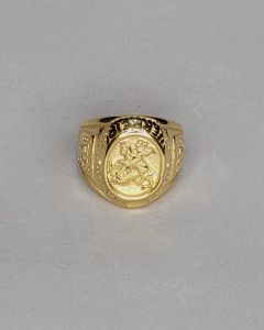 Anel São Jorge Oval Escudo Aço gold
