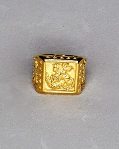 Anel São Jorge Quadrado Trio Aço gold