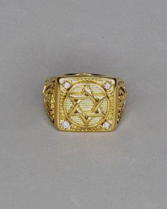 Anel Estrela de Davi 2 Candelabro Aço gold