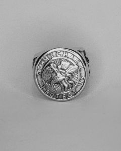 Anel São Miguel Arcanjo Redondo Aço