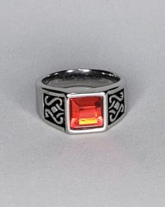 Anel Olímpico Pintado Pedra Vermelha 9x9mm Aço