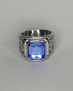 Anel Dragâo Relevo Pedra Azul 13x11mm Aço