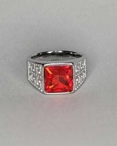 Anel Maia Duplo Pedra Vermelha 11x11mm Aço