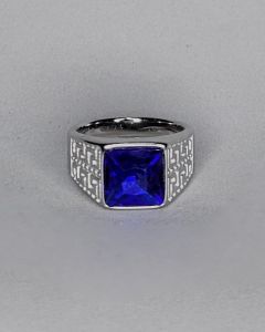 Anel Maia Duplo Pedra Azul 11x11mm Aço