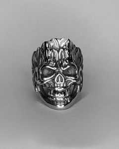 Anel Caveira Punk Sorriso Aço