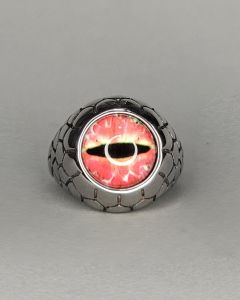 Anel Olho de Cobra Vermelho Aço