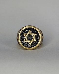 Anel Estrela de Davi Águia Aço Gold