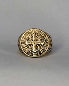 Anel São Bento 20mm Aço gold