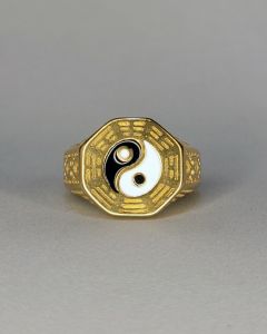 Anel Yin Yang Origem Aço Gold