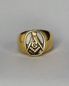 Anel Maçon Oval Liso Aço Gold