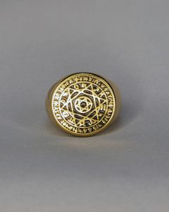 Anel Estrela de Davi Escrita Aço Gold