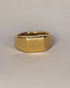 Anel Liso Quadrado 9x10mm Aço Gold