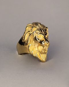 Anel Leão Cabeça B.A. Aço Gold