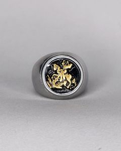 Anel São Jorge Redondo Aço Mix Gold