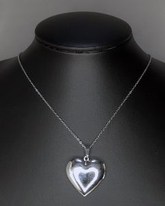 Colar Relicário com Pingente Coração Liso Aço (UND)