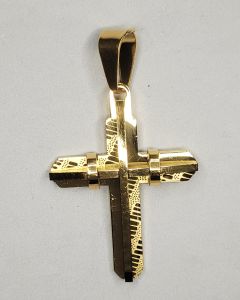 Pingente Cruz com Cruz sobreposta Aço Gold (UND)
