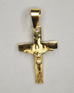 Pingente Cruz com Imagem Fogo Aço Gold (UND)