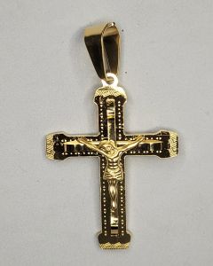 Pingente Cruz com Imagem Greco Aço Gold (UND)