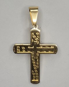Pingente Cruz com Cruz Interno Aço Gold (UND)