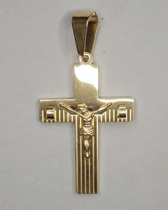 Pingente Cruz com Imagem Pontos Aço Gold (UND)
