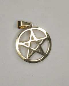 Pingente Pentagrama Redondo 2.5mm Aço Gold (UND)
