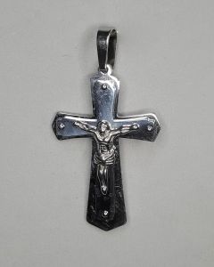Pingente Pesado Cruz com Imagem 4 pontos Aço