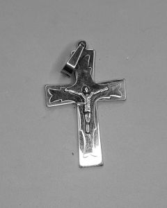 Pingente Pesado Cruz com Imagem Dupla Aço