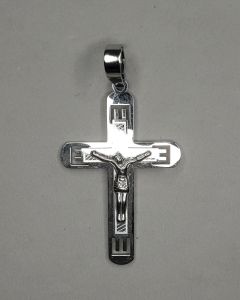 Pingente Pesado Cruz com Imagem Vazado Aço (UND)